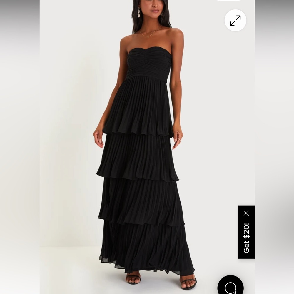 Lulu's Black Strapless Tiered Maxi Dress